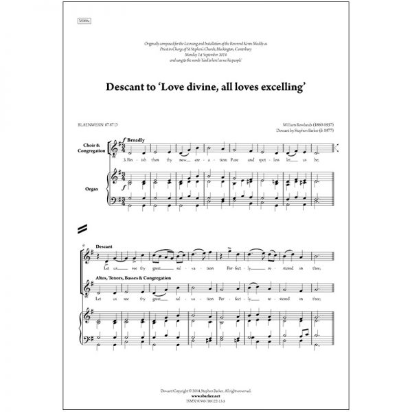 Descant for ‘Love divine, all loves excelling’ (Blaenwern)