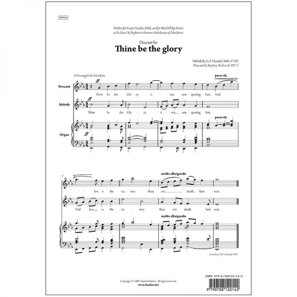 Descant for ‘Thine be the Glory’